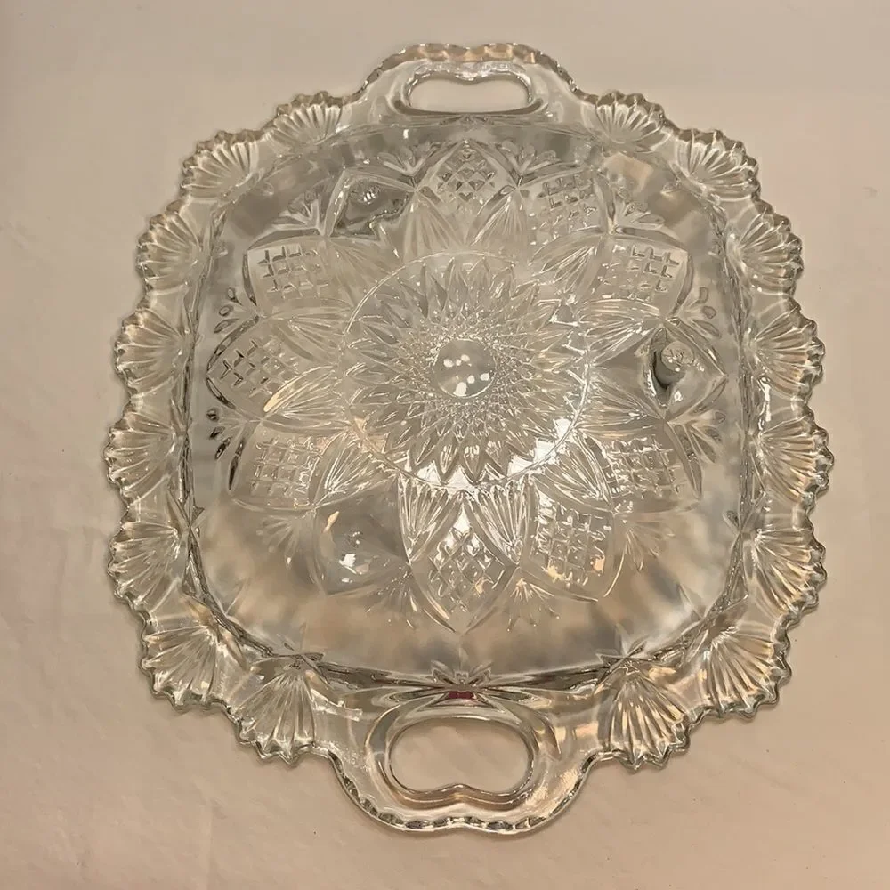 Pasari Vintage Crystal Cut Glass Square Candy Dish